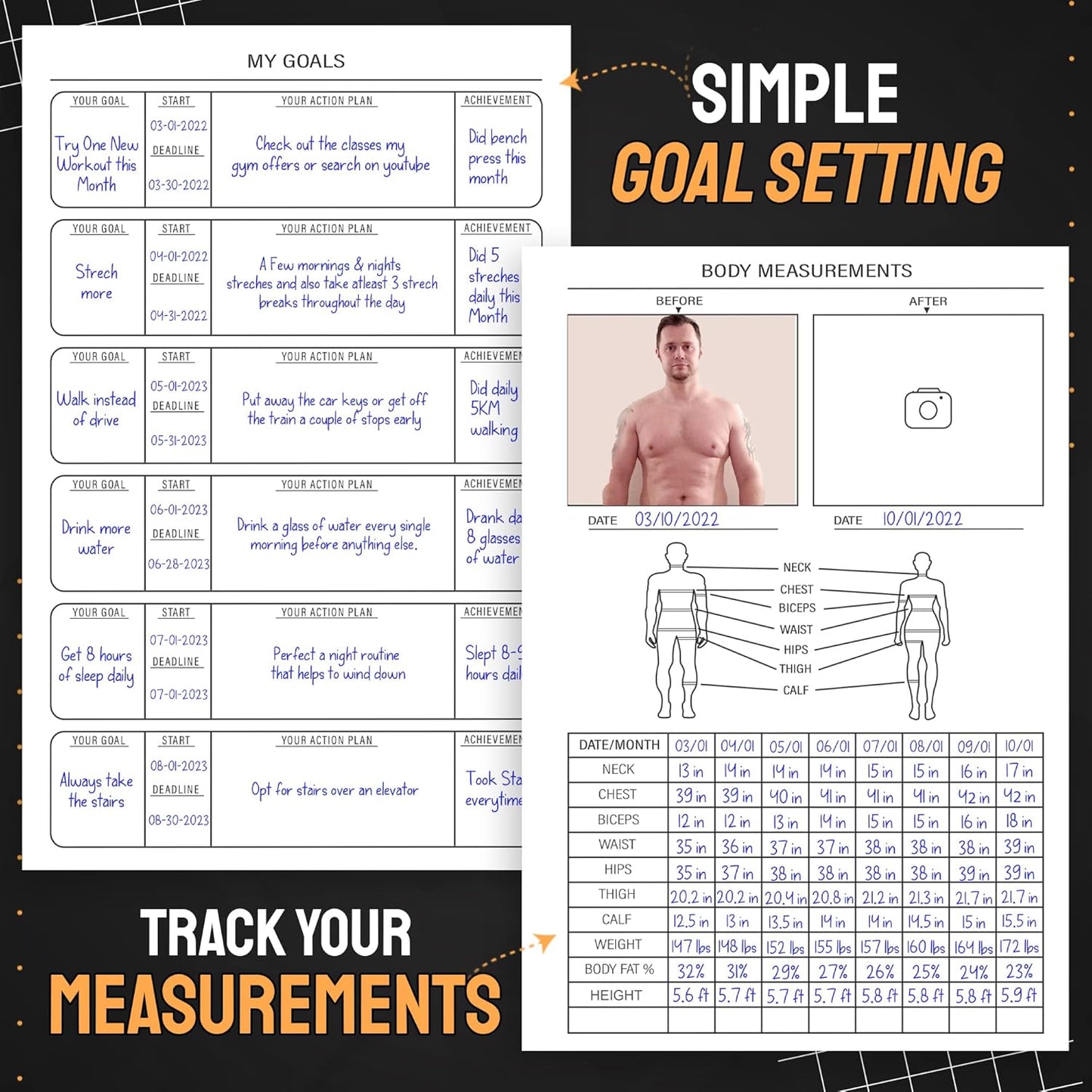 Hardcover Fitness Journal Workout Planner