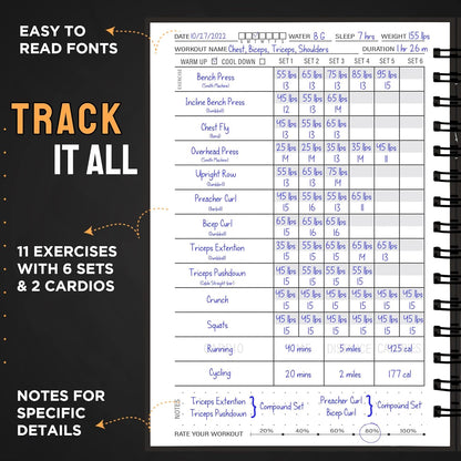 Hardcover Fitness Journal Workout Planner